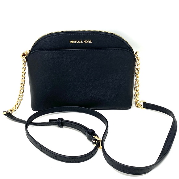 Michael Kors Handbags - MICHAEL KORS Jet Set Travel Medium Dome Crossbody Black Leather 35S9GTVC2L